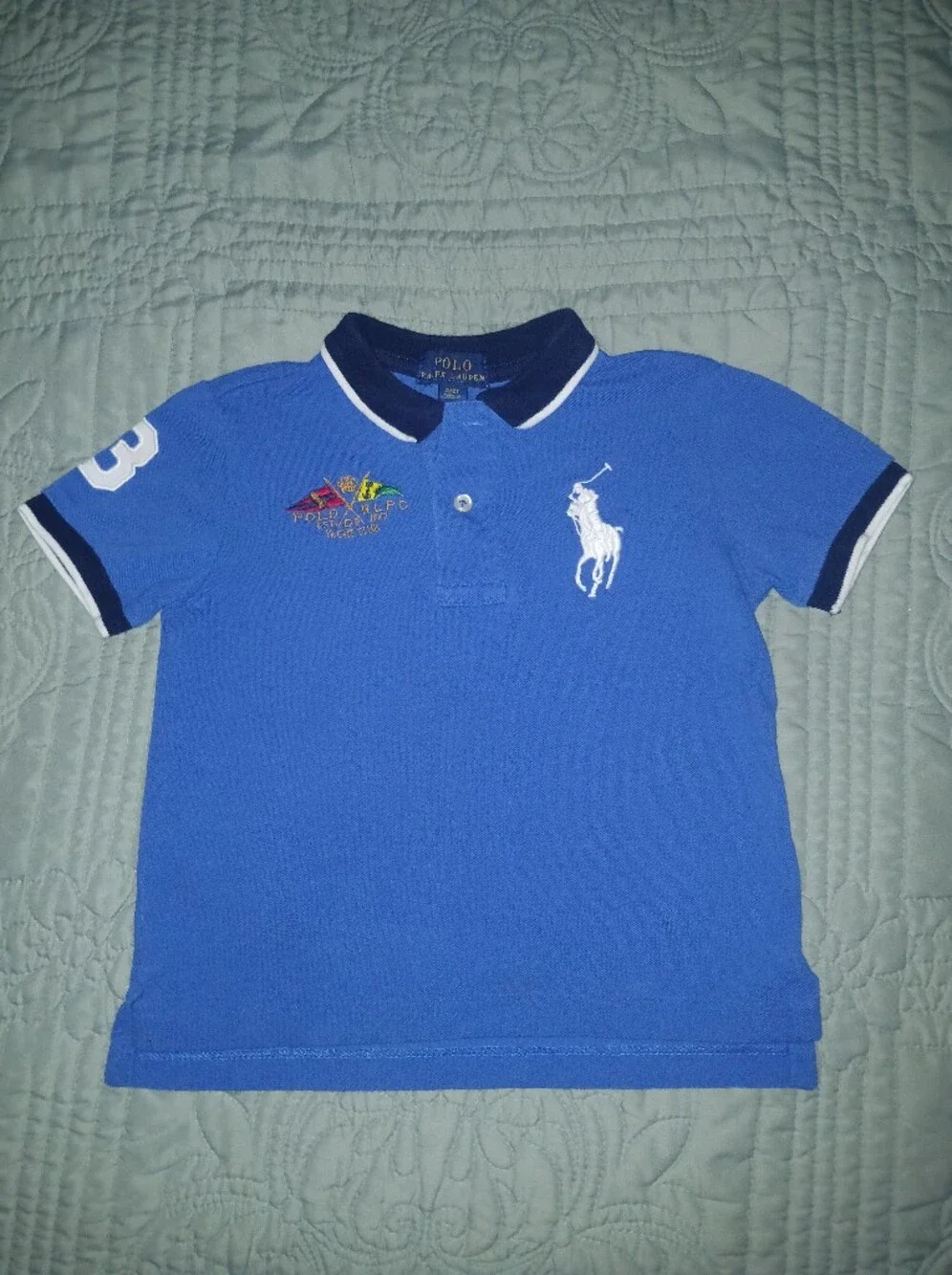 Ralph Lauren Royal Blue Polo with White Pony & Navy Trim